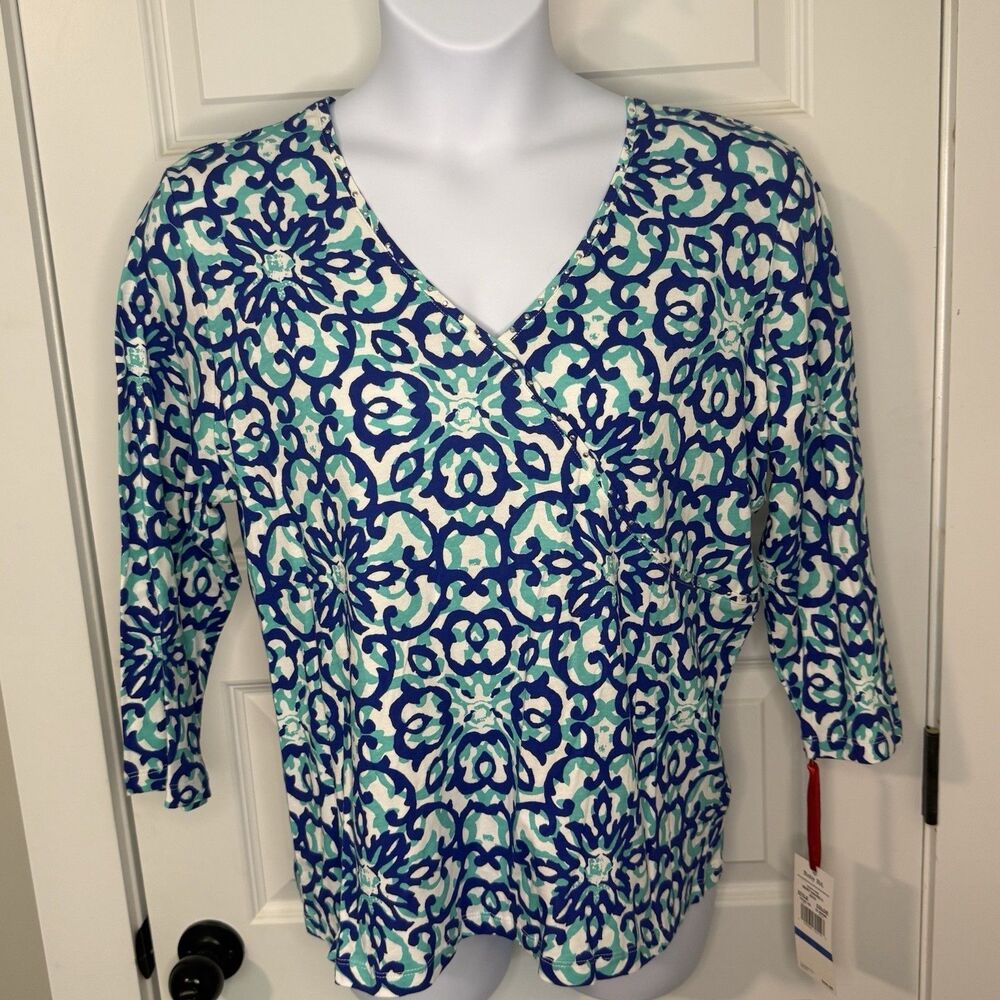 NWOT Ruby Rd. Pullover Sequined V-Neck 95% Cotton 5% Spandex Size XL ($44)